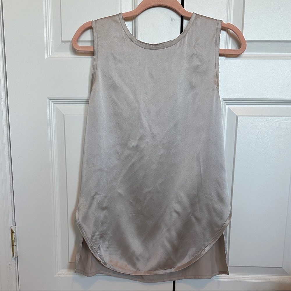 VINCE Champagne 100% Silk Tank Top